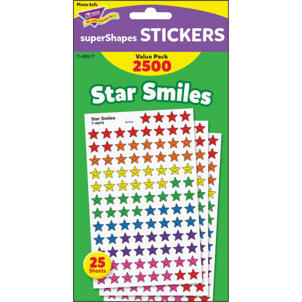 UPC 078628469172 product image for Trend Super Shapes Star Smiles Stickers - 2500 (Star) Shape - Self-adhesive - Ac | upcitemdb.com