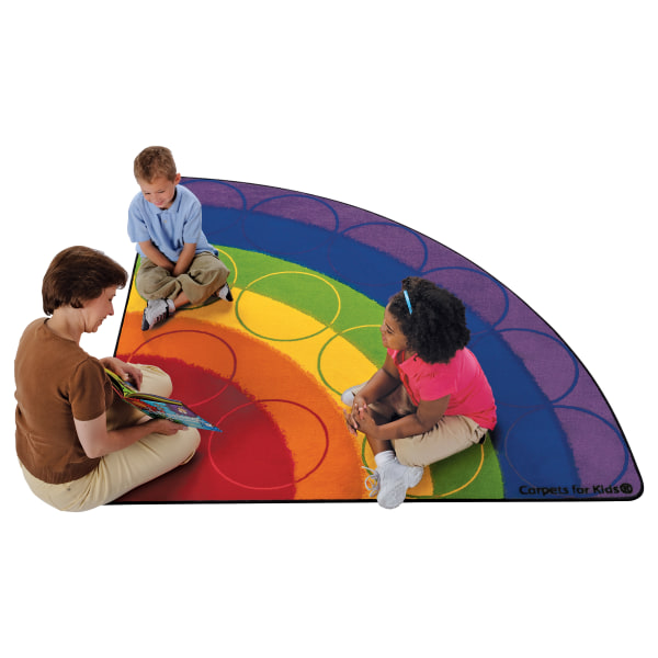 Carpets for Kids® Premium Collection Rainbow Rows Seating Corner Rug,  6', Blue -  1266