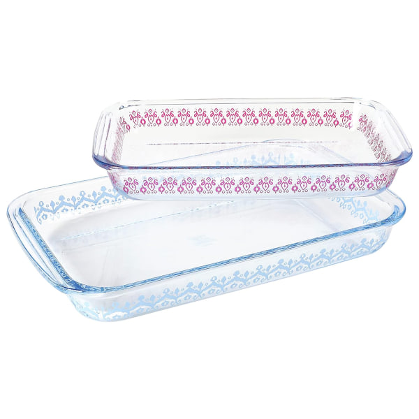 Spice By Tia Mowry 2Piece Glass Baker Set BluePink