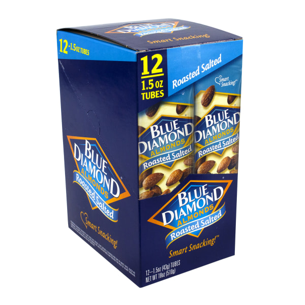 Blue Diamond Roasted Salted Almonds 15 Oz Box Of 12 Pouches