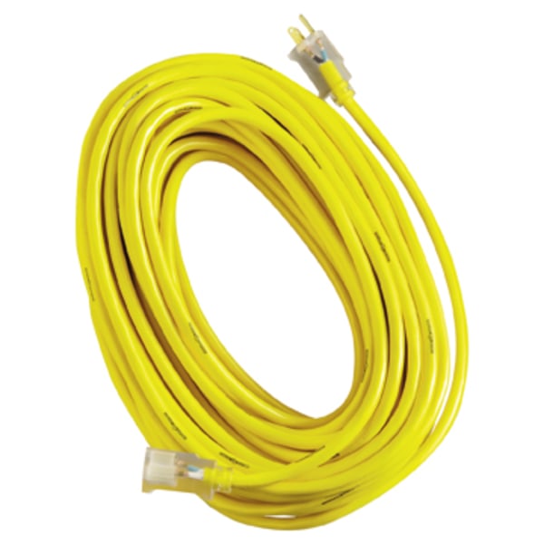 Photos - Surge Protector / Extension Lead Coleman Cable 2885 - 12/3 100'SJTW Yellow Jacket Extension Cord w/Lighted End - 125 V AC Voltage Rating - 15 A Current Ratin