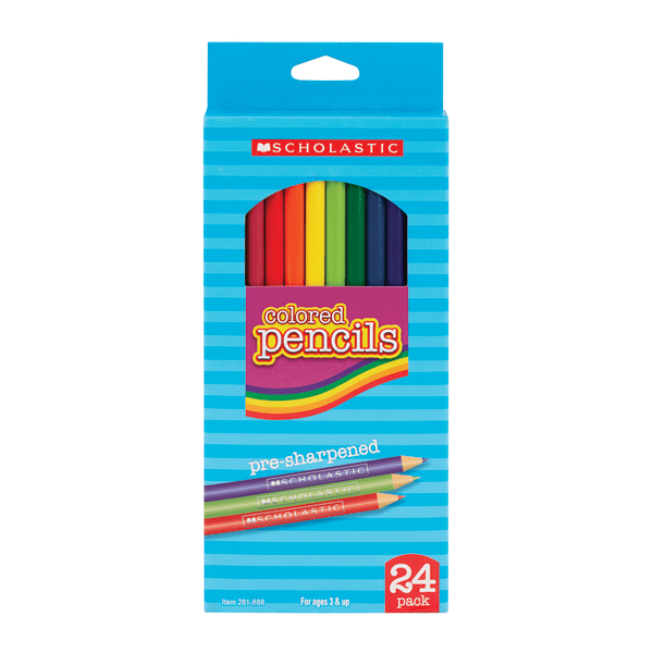 Scholastic Color Pencils, 3.3 mm, Assorted Colors, Pack Of 24