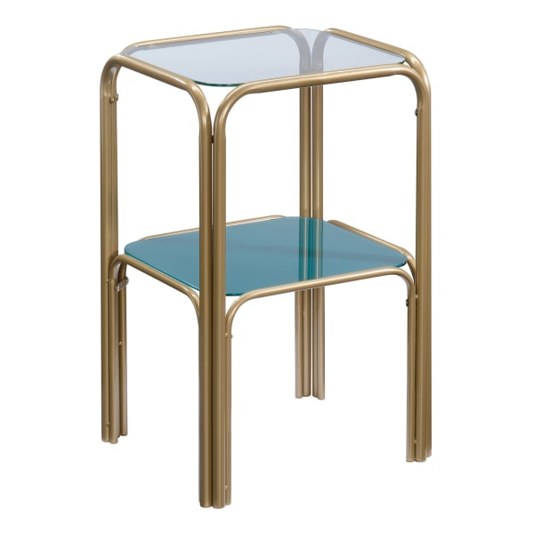 Photos - Coffee Table Sauder ® Coral Cape Glass Side Table, 24-1/8"H x 16-1/4"W x 14-1/4"D, Gold/Teal 