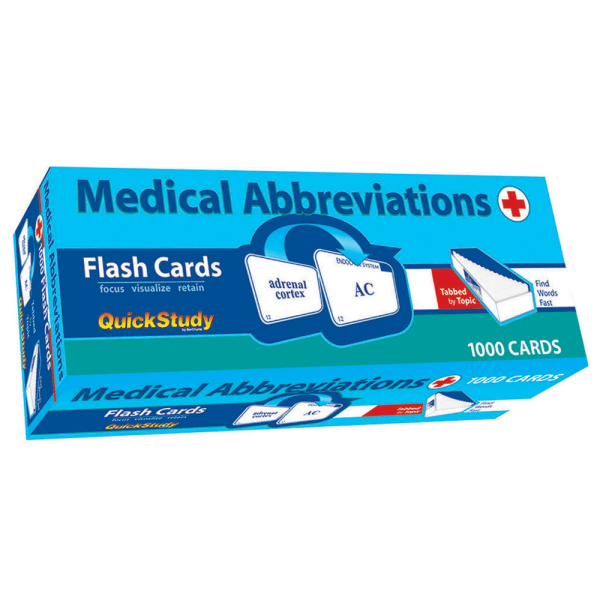 QuickStudy Flash Cards, 4"" x 3-1/2"", Medical Abbreviations, Pack Of 1,000 Cards -  203643