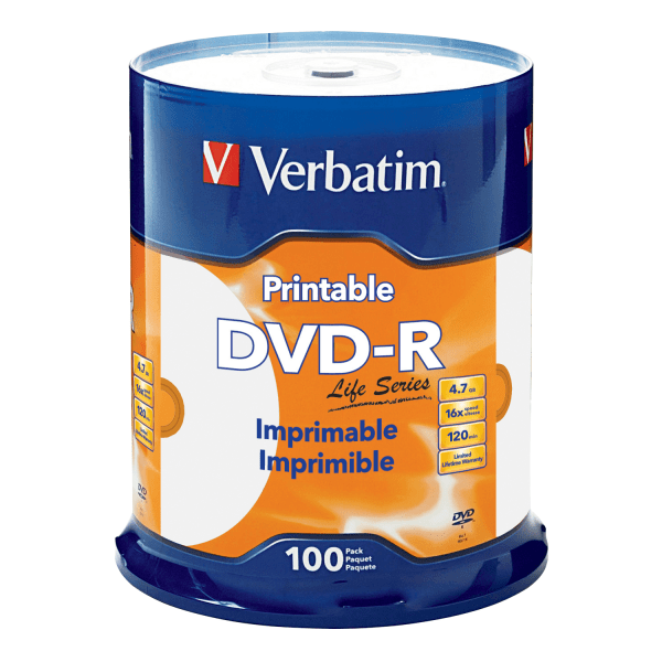 Verbatim Life Series 98491 16x DVD-R White Inkjet Printable Hub Printable 1674154 (4pack 