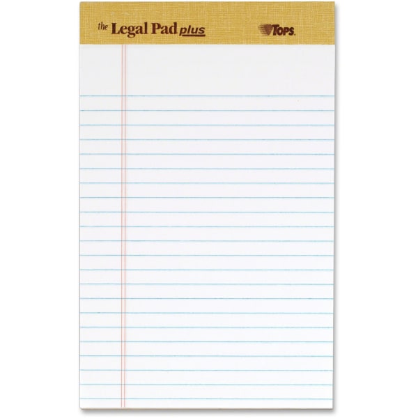 TOPS Binding Letr - Trim Perf. Writing Pads - Jr.Legal - 50 Sheets - 16 lb Basis Weight - 8" x 5" - 2.50" x 8"5" - White Paper - Perforated, Acid-free