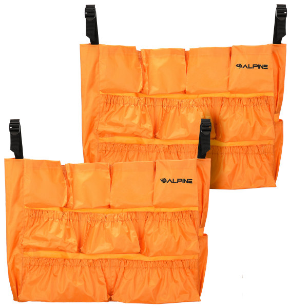 Alpine Caddy Bags For Large Round And Square Trash Cans, 12-Compartment, 19-1/2"H x 29"W x 1-3/4"D, Orange, Pack Of 2 Bags