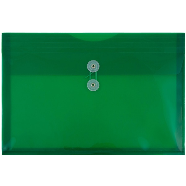 Photos - File Folder / Lever Arch File JAM Paper� Plastic Booklet Envelopes, Legal-Size, 9 3/4" x 14 1/2", Button & String Closure, Green, Pack Of 12 219B1GR