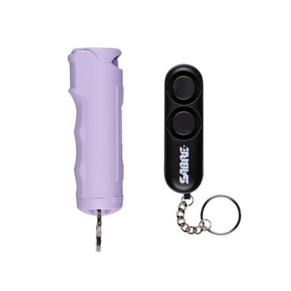 SABRE Safety Kit Flip Top Pepper Gel With Snap Clip And Personal Alarm, 3-1/2""H x 1""W x 1""D, Lavender/Black -  F15LVG-PA-02