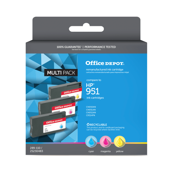 Office Depot Brand Remanufactured Cyan Magenta Yellow Ink Cartridge Replacement For HP 951 Pack Of 3 Office Depot Brand Remanufactured Cyan Magenta Yellow Ink Cartridge Replacement For HP 951 Pack Of 3