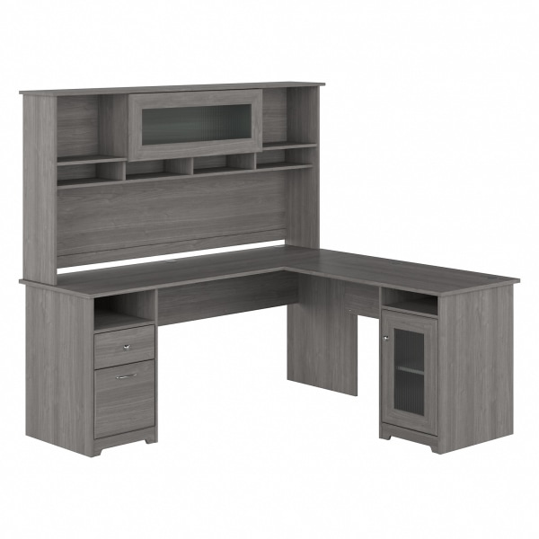 Bush® Furniture Cabot 72""W L-Shaped Computer Desk With Hutch And Storage, Modern Gray, Standard Delivery -  Bush Business Furniture, CAB073MG