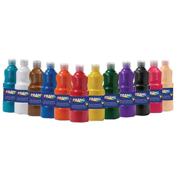 Prang Ready-to-Use Tempera Paint  12 Assorted Colors  16 oz  12/Pack