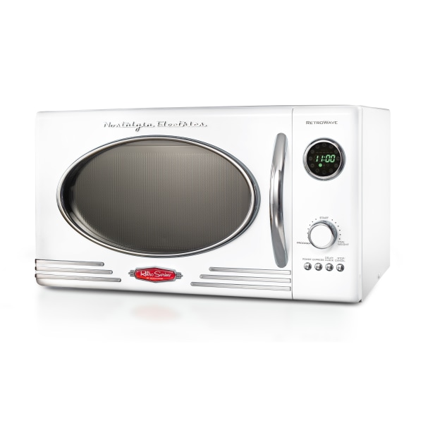Nostalgia 800W Retro Microwave Oven, 0.9 Cu. Ft., White