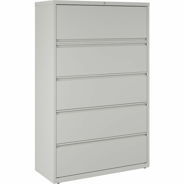 Lorell® Fortress 42"W x 18-5/8"D Lateral 5-Drawer File Cabinet, Light Gray
