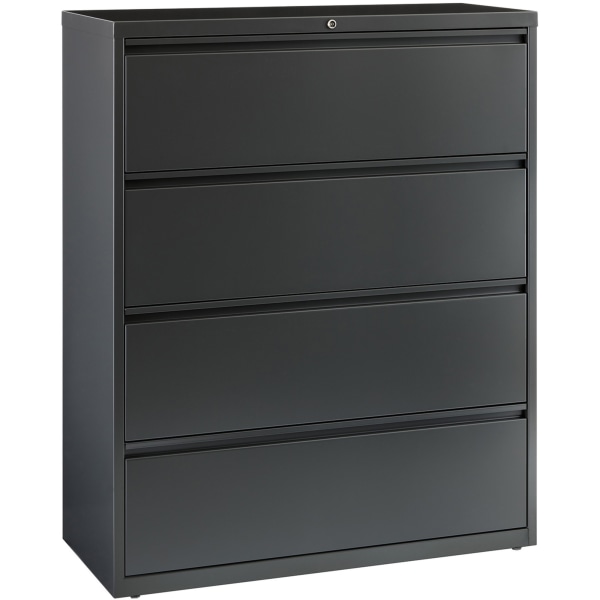 Lorell® 42"W x 18-5/8"D Lateral 4-Drawer File Cabinet, Charcoal