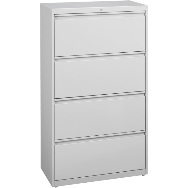 Lorell® Fortress 36"W x 18-5/8"D Lateral 4-Drawer File Cabinet, Light Gray