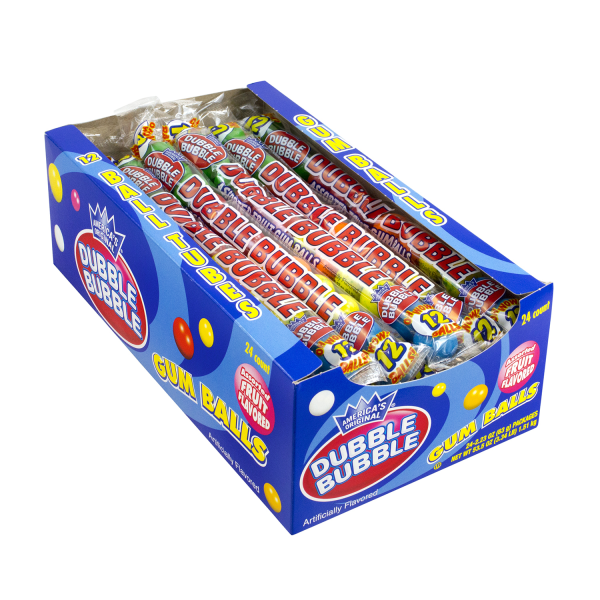Dubble Bubble Gum Ball Tubes Assorted Flavors Pack Of 24