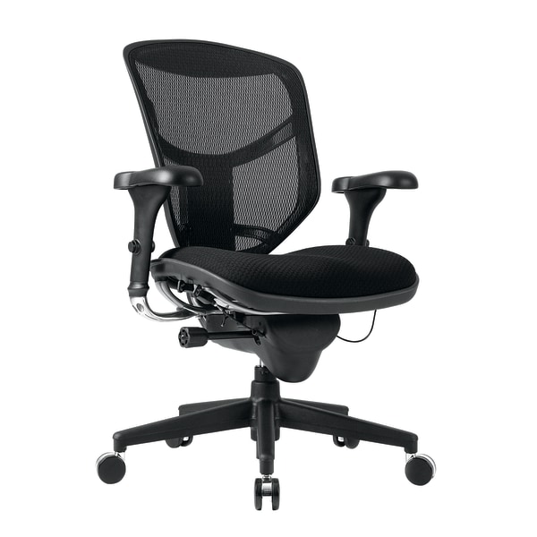 WorkPro® Quantum 9000 Series Ergonomic Mesh/Premium Fabric Mid-Back Chair, Black/Black, BIFMA Compliant -  VQUANTUMAS90801