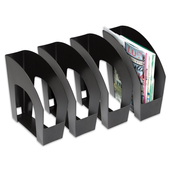 Office Depot Brand Arched Plastic Magazine Files Pack Of 4 Black