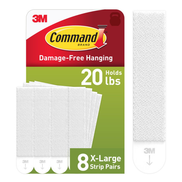 Command Picture Hanging Strips, 8 White Adhesive Strip Pairs (16 Strips), Damage Free Hanging Picture Hangers, No Tools Wall Hanging Strips