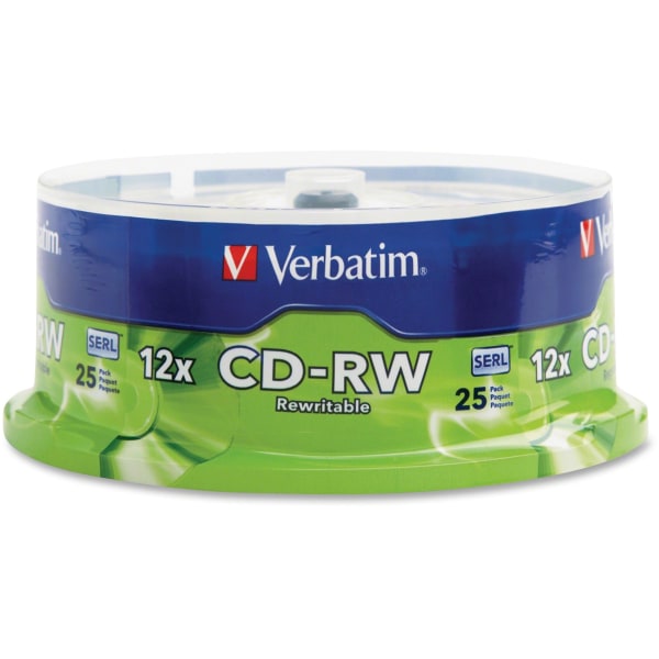 Verbatim - 12x CD-RW Discs with Spindle Case (25-Pack)