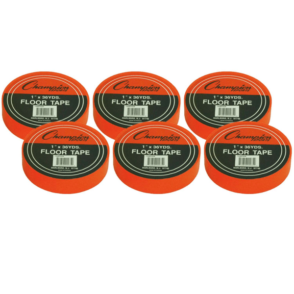 Champion Sports Floor Marking Tape 1 x 36 yd Orange Pack Of 6 Rolls