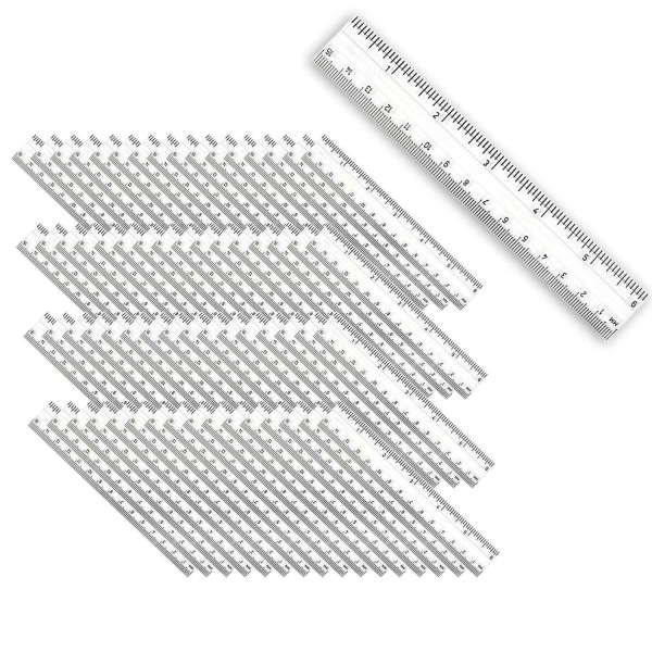 Charles Leonard CHL80610-48 Clear Plastic 6 in. Ruler & Metric - 48 Each