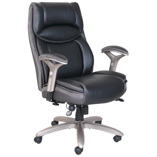 Serta® Smart Layers™ Jennings Big & Tall Ergonomic Bonded Leather High-Back Executive Chair, Black/Slate -  45314
