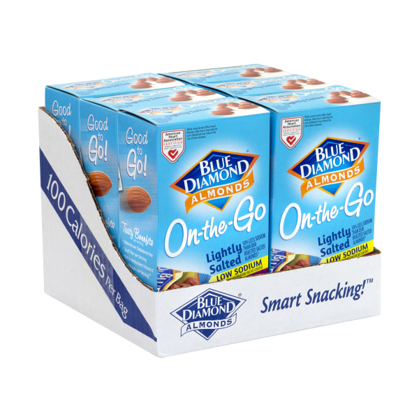 Blue Diamond Lightly Salted Low-Sodium Almonds, 0.63 Oz, Pack Of 42 On-The-Go Pouches -  05466