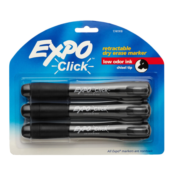UPC 071641809260 product image for EXPO� Click Dry-Erase Markers, Chisel Tip, Black, Pack Of 3 | upcitemdb.com