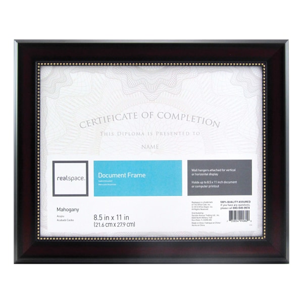 Realspace Photo/Document Frame, Harrison, 8-1/2 x 11, Mahogany