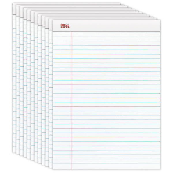 Office Depot Brand Perforated Writing Pads  8 1/12 x 11 3/4 Legal Ruled  50 Sheets