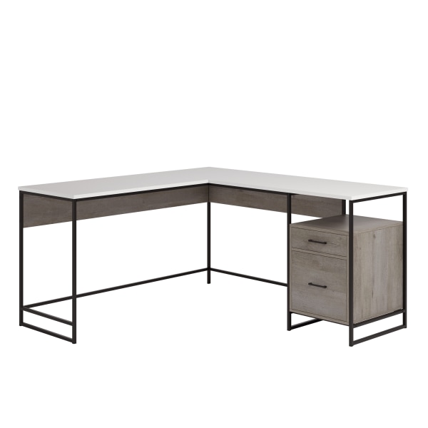Photos - Office Desk Sauder � Tremont Row 60"W L-Shaped With File Drawer, Mystic Oak/White 433237