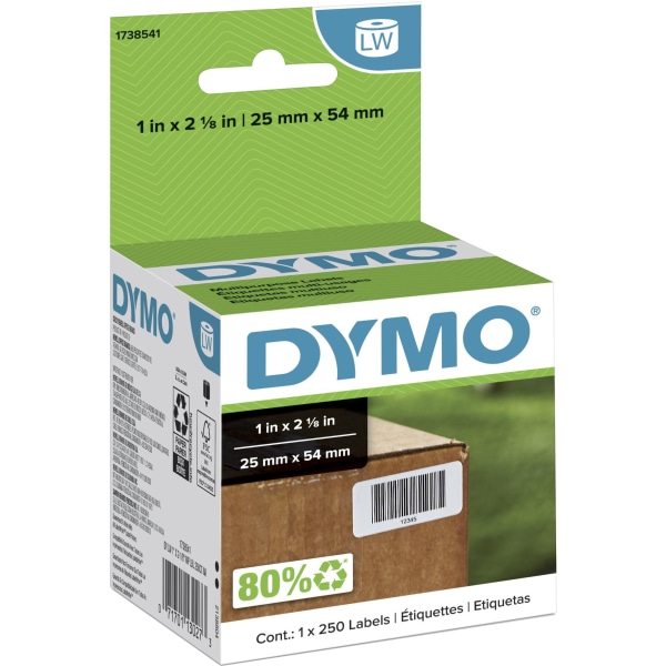 Dymo� Labelwriter� Labels, Multipurpose, 1738541, 1" X 2 1/8", Roll Of 250"