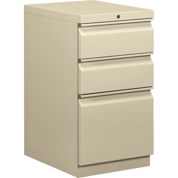 HON® Efficiencies™ 19-7/8""D Vertical 3-Drawer Mobile Pedestal File Cabinet, Putty -  H33720R.L.L