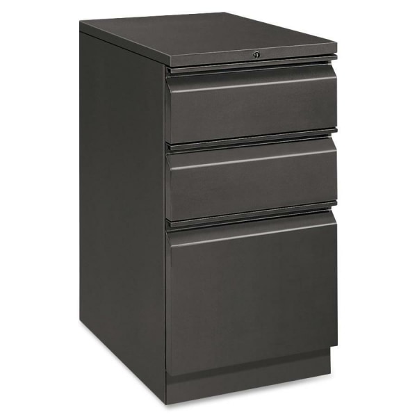HON® Efficiencies™ 22-7/8""D Vertical 3-Drawer Mobile Pedestal File Cabinet, Charcoal -  33723RS