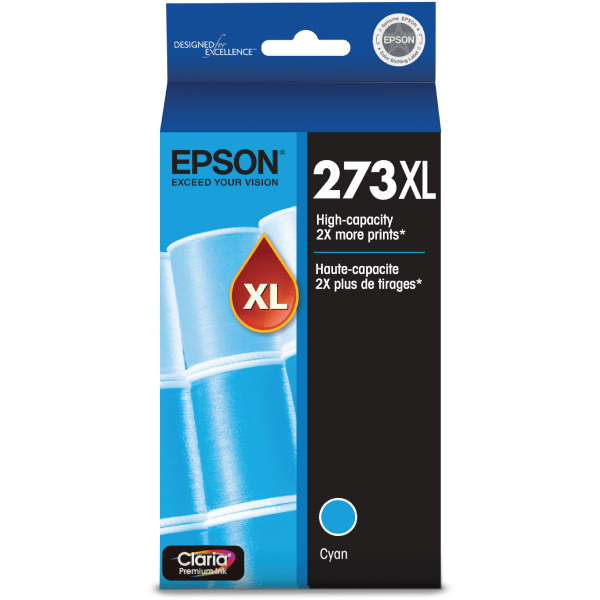 Epson® 273XL Claria® Premium Cyan High-Yield Ink Cartridge, T273XL220-S
