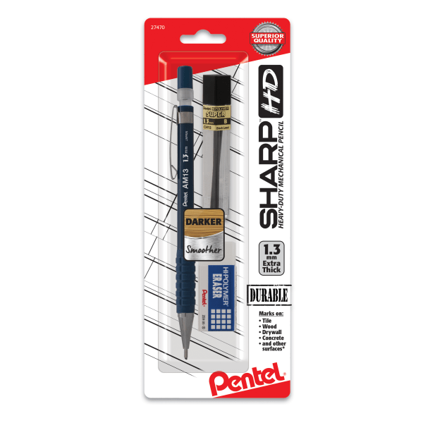 Pentel® Sharp® Mechanical Pencil Combo, 1.3mm, HB Lead, Blue Barrel