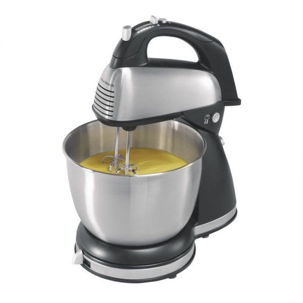 Hamilton Beach Classic Hand & Stand Mixer, 10-1/2""H x 16""W x 23""D, Black/Silver -  99589837M