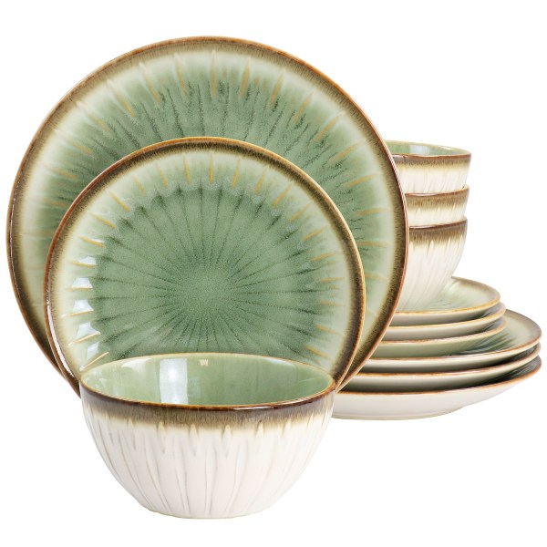 UPC 085081000002 product image for Gibson Elite Mayfair Bay 12-Piece Stoneware Dinnerware Set, Green | upcitemdb.com