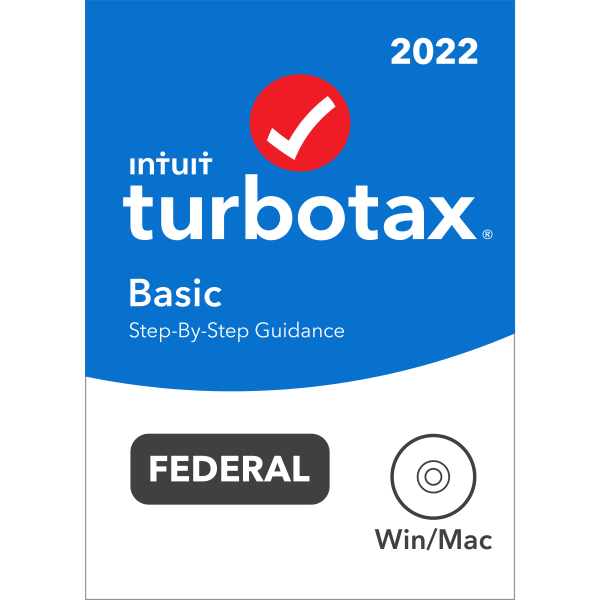 5101343 TurboTax Basic 2022 Federal Only + E-File, For PC/ sku 5101343