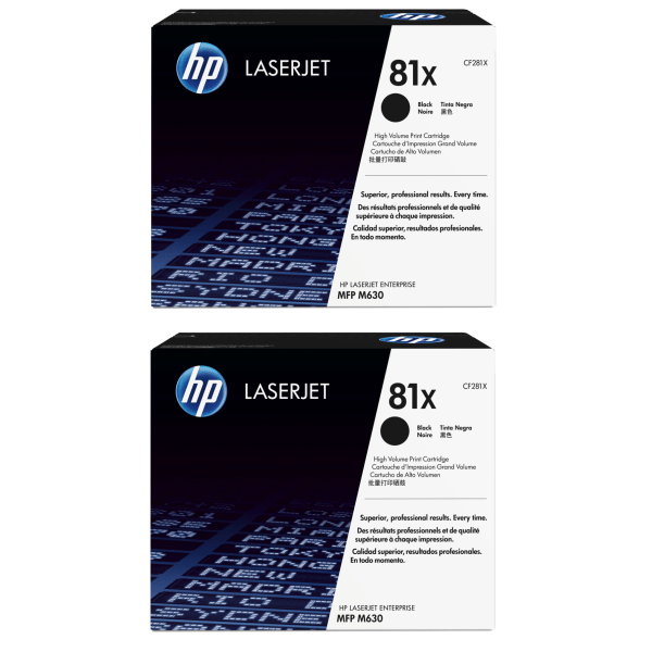 HP 81X Black High Yield Toner Cartridges, Pack Of 2, CF281X