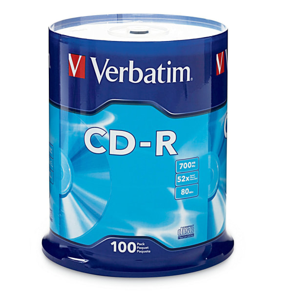 Verbatim CDR Recordable Media Spindle 700MB80 Minutes Pack Of 100