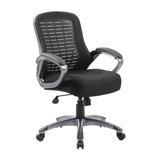 Boss Office Products Ribbed High Back Mesh Chair - Black