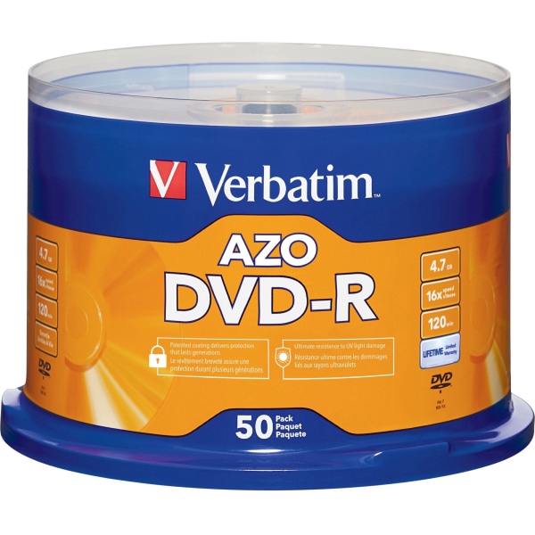 Verbatim DVDR Recordable Media With Spindle 47GB120 Minutes Pack Of 50