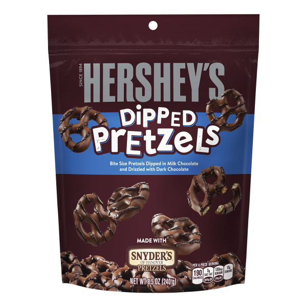 Hershey's® Chocolate-Dipped Pretzels, 8.5 Oz, Pack Of 6 Bags -  246-00279