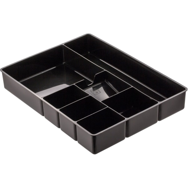 Officemate Plastic 8-Compartment Storage Deep Drawer Organizer Tray, 2 1/4 x 15 1/8 x 11 1/2, Black