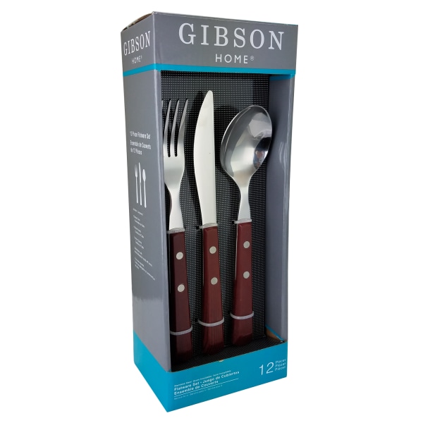 UPC 085081326874 product image for Gibson Home Springbrook 12-Piece Flatware Set, Red Wood/Silver | upcitemdb.com