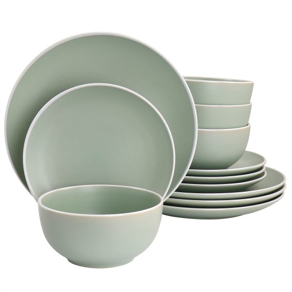 Spice By Tia Mowry Creamy Tahini 12Piece Stoneware Dinnerware Set Green