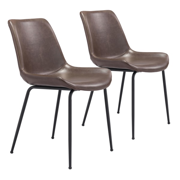 Zuo Modern Byron Dining Chairs, Brown/Black, Set Of 2 Chairs -  101777